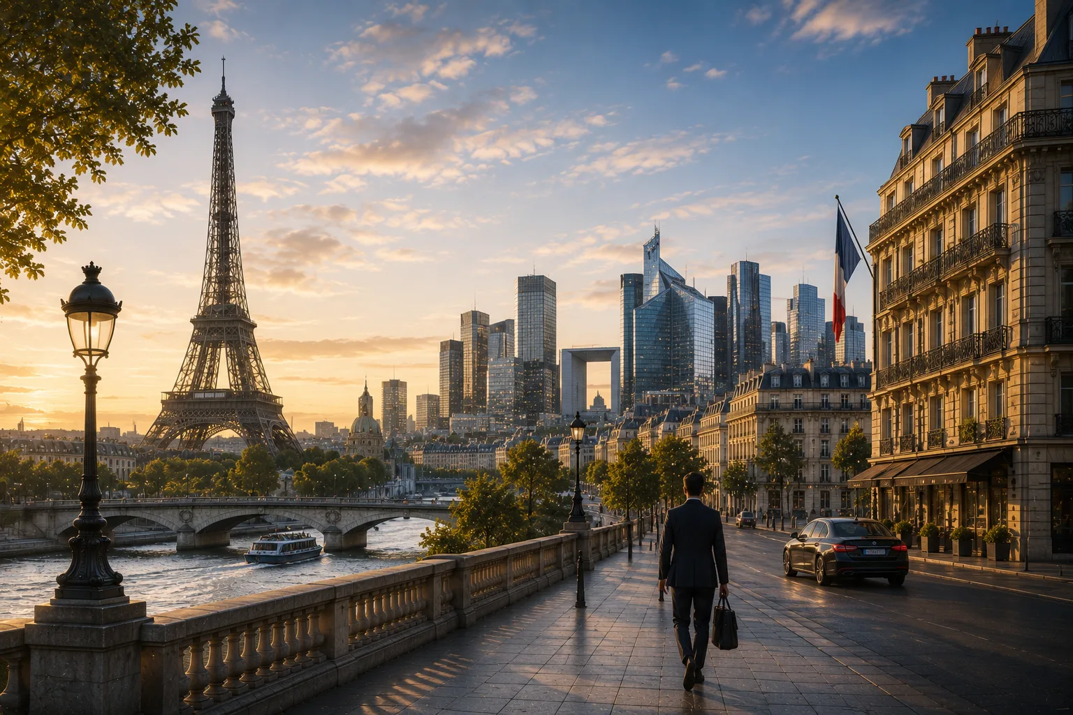 Paris skyline representing France