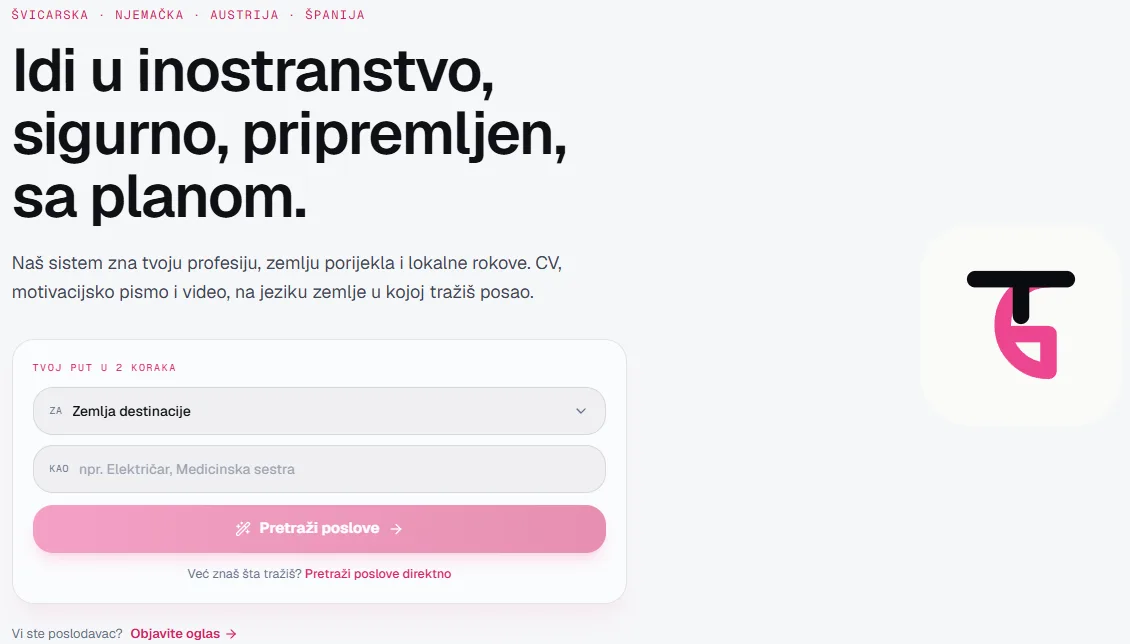 GlobalTalent24 pretraga poslova za kandidate iz Bosne i Hercegovine