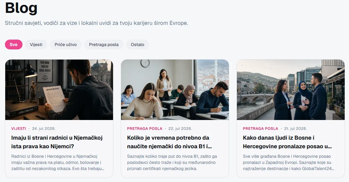 GlobalTalent24 Magazin sa vijestima, pričama i praktičnim informacijama za karijeru u Evropi