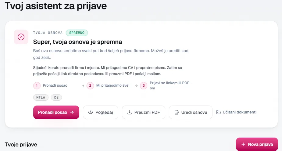 GlobalTalent24 asistent za profesionalne prijave, CV i dokumente