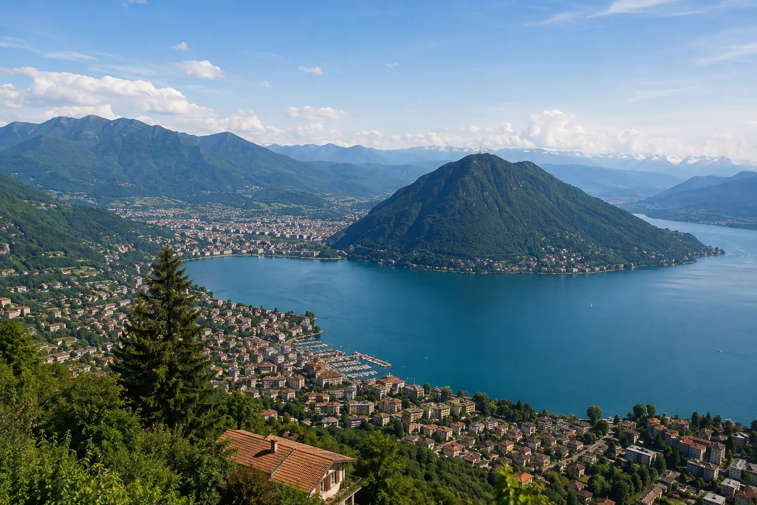 Lugano und die Berglandschaft des Kantons Tessin