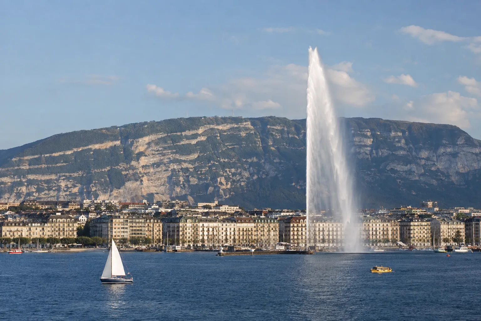Genf am Genfersee mit dem Jet d’Eau